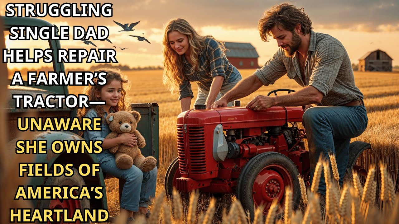 Struggling Single Dad Helps Repair a Farmer’s Tractor—Unaware She Owns Fields of America’s Heartland
