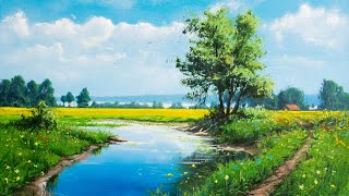 Spring Landscape - Acrylic Painting / Creativity Art Gallery / Satisfying Picture