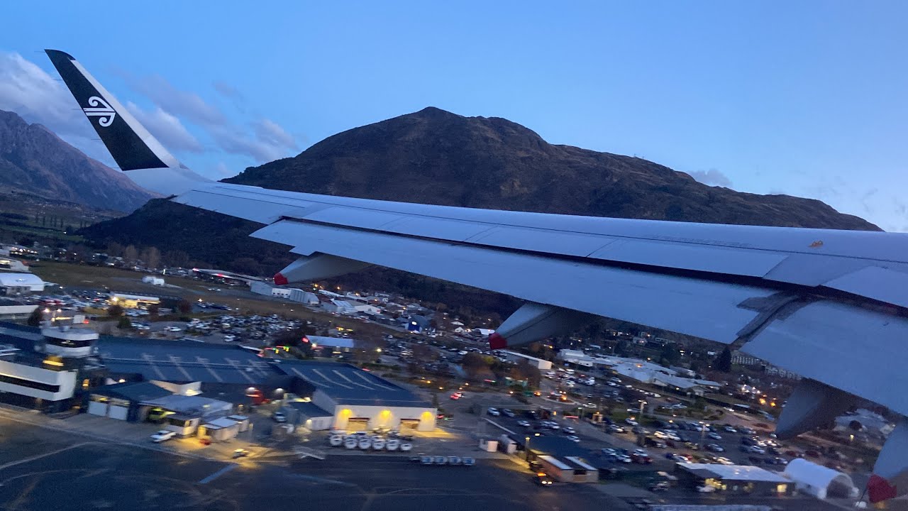 Air New Zealand Airbus A320-200 Pushback, Taxi and Evening Takeoff from Queenstown (ZQN) 