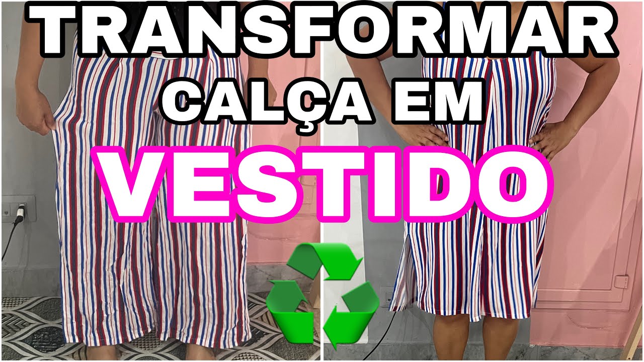 Como transformar calça em pantalona em um vestido / renove seu guarda roupa com Huda Nunes