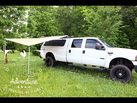 arb-awning-install-on-ford-f250-long-bed!!!!-mounted-to-a-yakima-roof-rack!!!