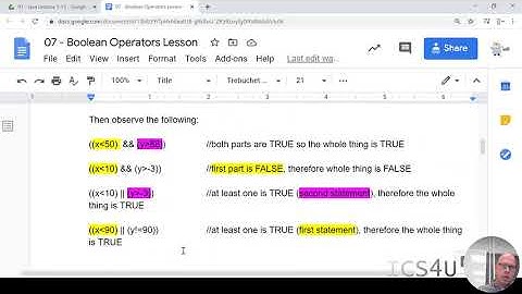 ICS4U Boolean Operators & Expressions