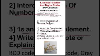 FY BCS || Semester 2 || Digital Electronics || 1:- Number System and Digital Codes || IMP Questions