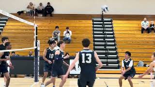 Scott Simonfay with the kill off the set by Nico Mannino in the NJAC final