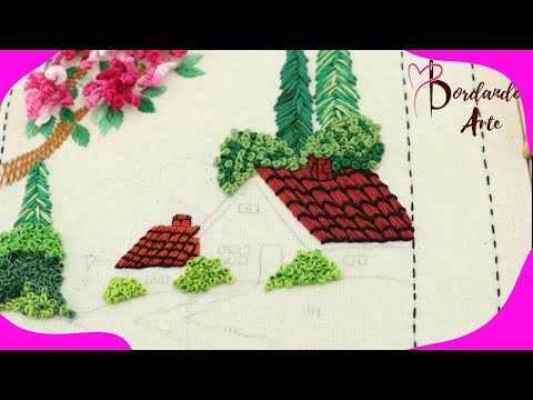 Bordar techo de casas en paisajes | Embroidery roof of houses in landscapes