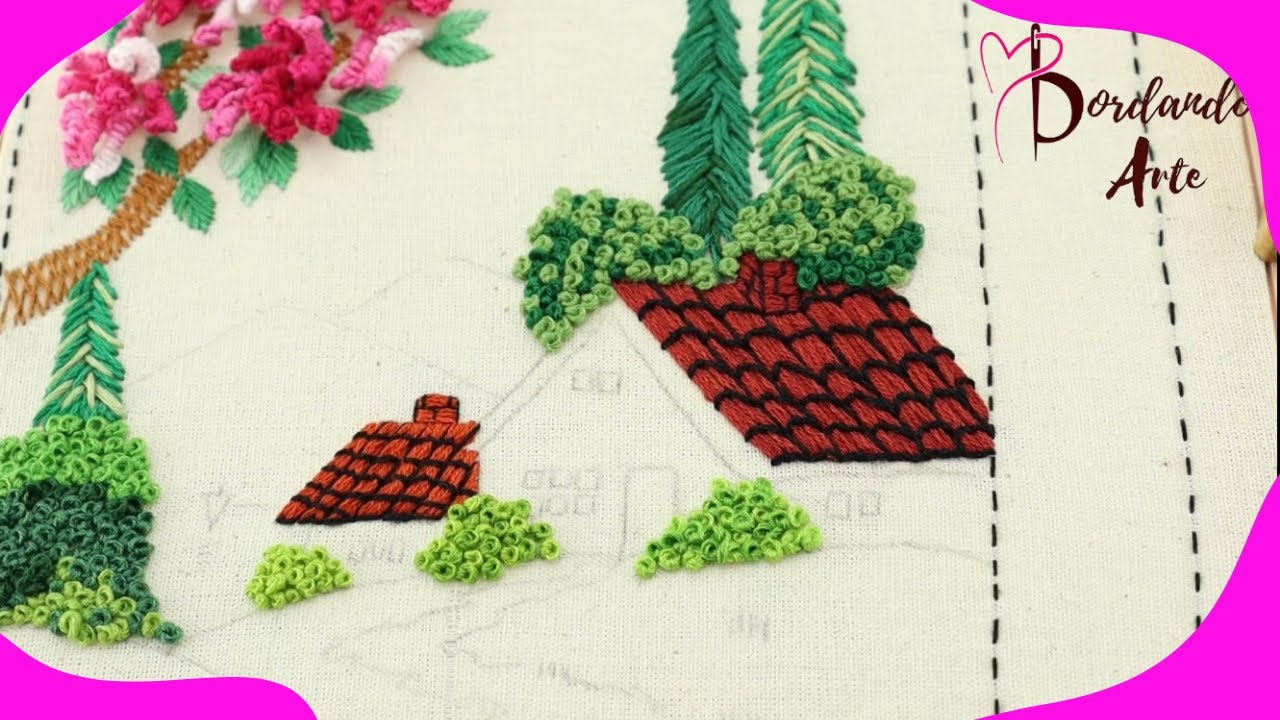 Bordar techo de casas en paisajes | Embroidery roof of houses in landscapes