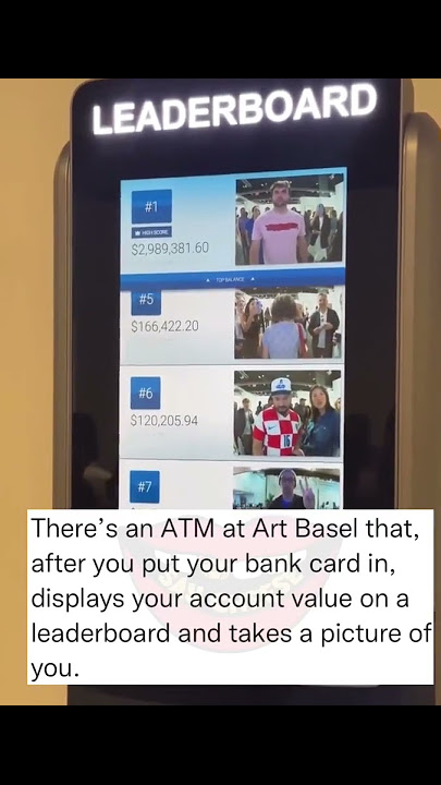 ATM at Art Basel Displays Users Account Balance on Leaderboard Diplo is #1 #artbaselmiami #artbasel