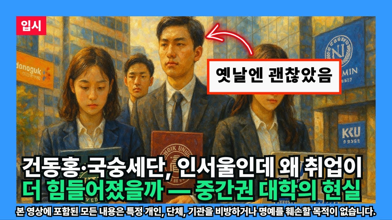 [입시] 건동홍·국숭세단, 인서울인데 왜 취업이 더 힘들어졌을까 — 중간권 대학의 현실 (옛날의 관점)