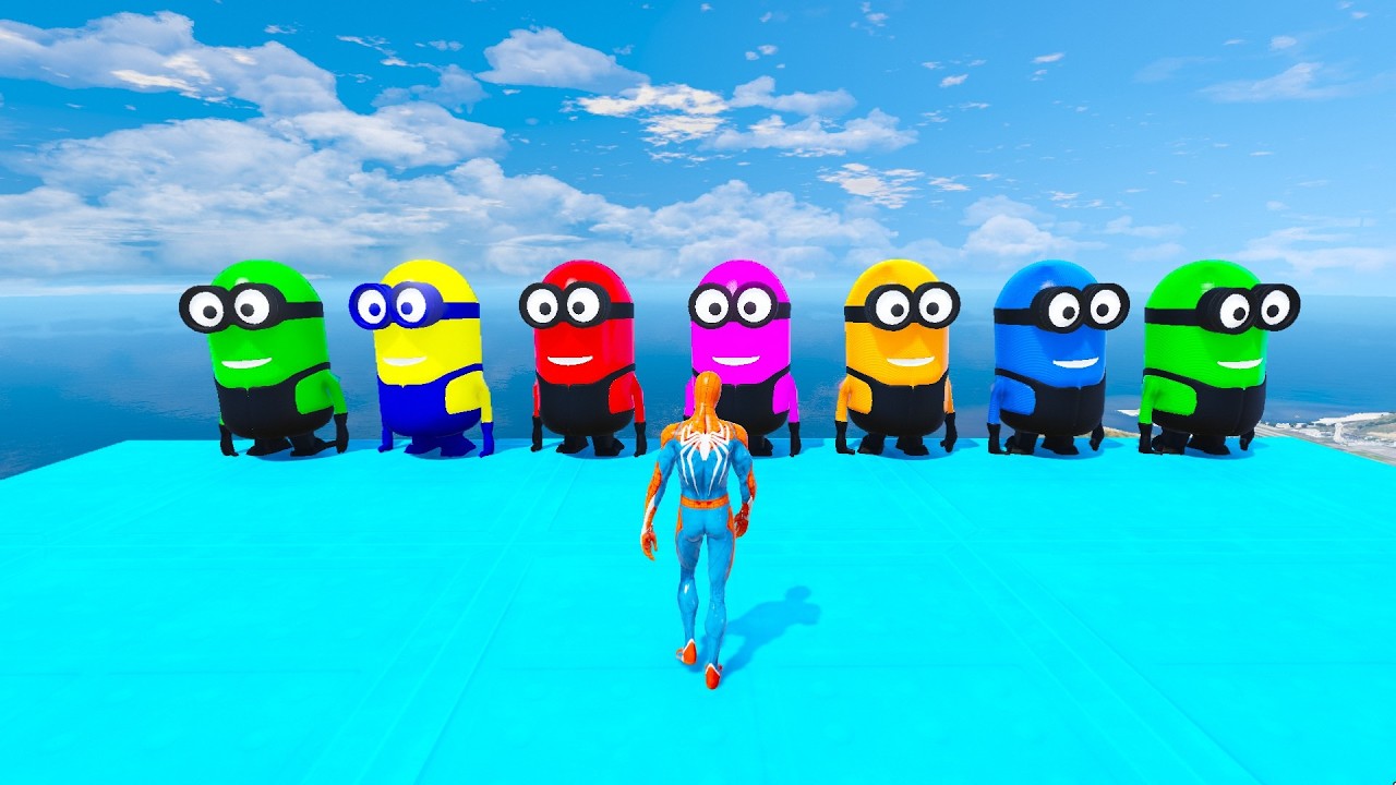 GTA 5 Crazy Ragdolls RED SPIDERMAN VS YELLOW MINION VS RED MINION (Euphoria Physics and Funny Fails)