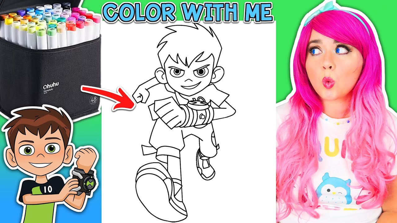Ben 10 Coloring Tutorial | Ben Tennyson Alien Force + Ohuhu Art Markers | COLOR ALONG WITH KIMMI