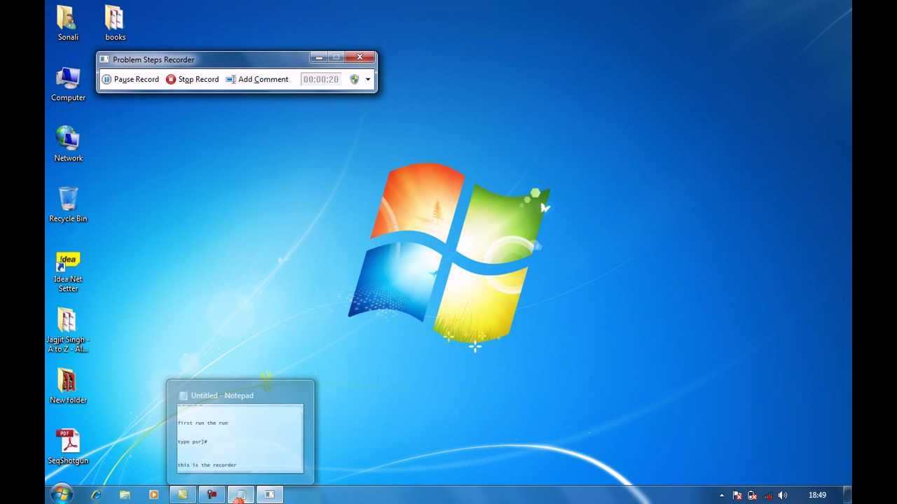 Windows 7 hidden screen recorder