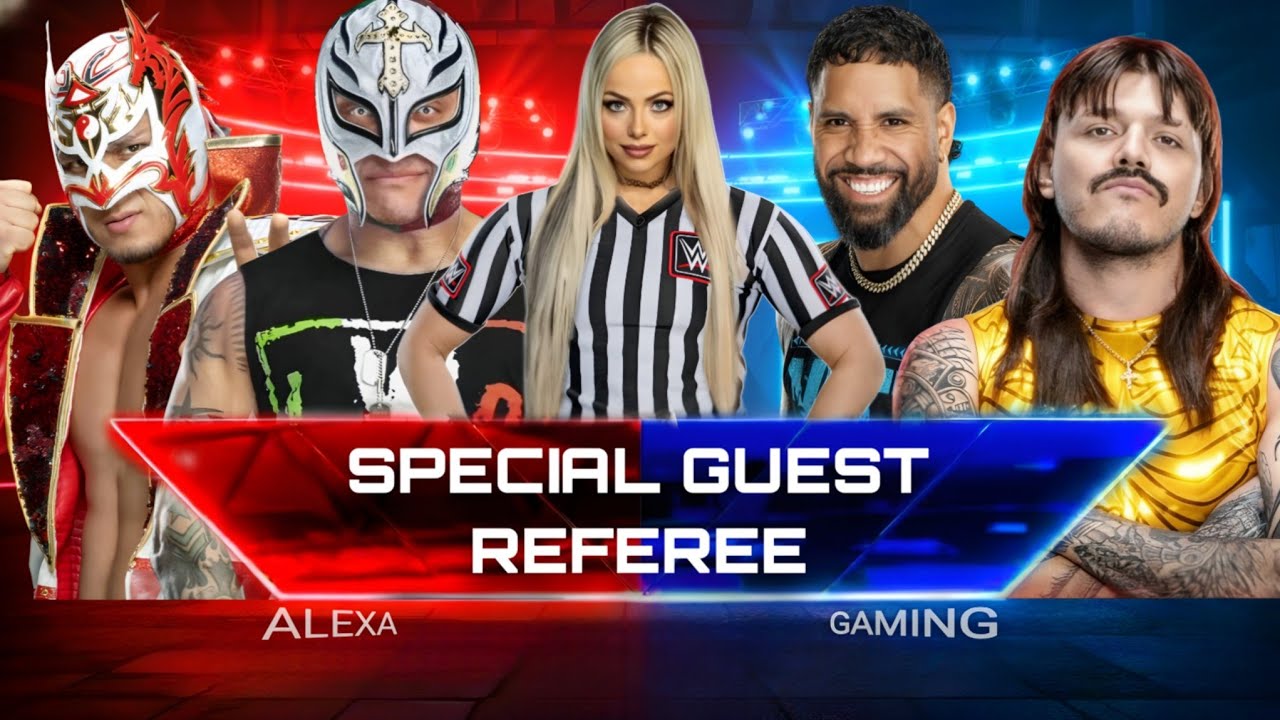 WWE 2K25 - Special Guest Referee Match - Dragon Lee Rey Mysterio VS Jey Uso Dominik Mysterio 