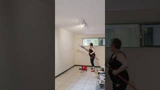 How To Clean Walls & Ceilings Fast - NO LADDERS Paint Prep   #shorts #tips