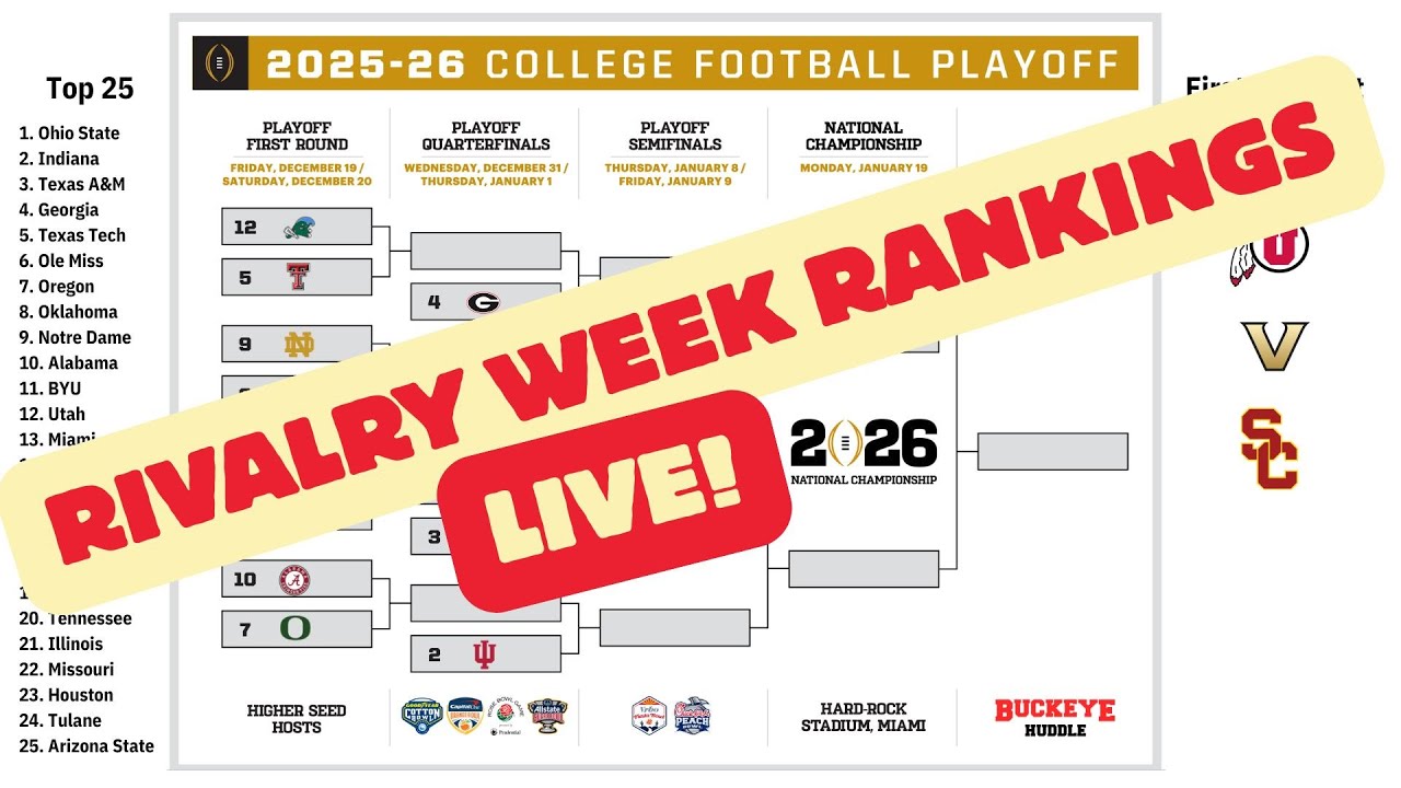 College Football Playoff Rankings LIVE: Rivalry Week Reaction - YouTube