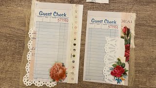 Decorating 2 guest checks for a junk journal #mmjjc2022