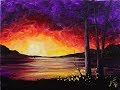 Sunset at the Lake Step by Step Acrylic Painting on Canvas for Beginners