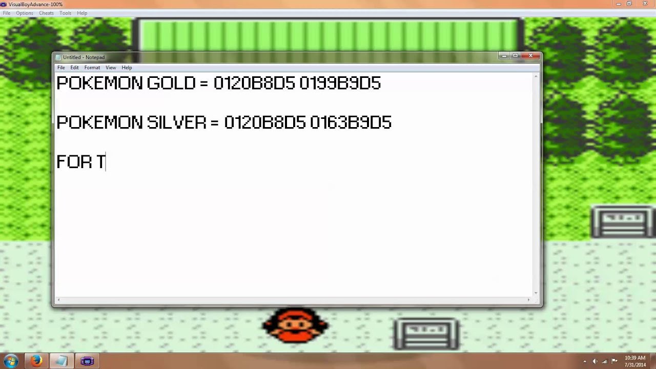 pokemon gold gameshark codes