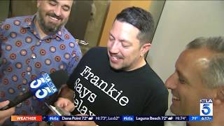 KTLA's Doug Kolk brings gifts to the Impractical Jokers at Comic-Con