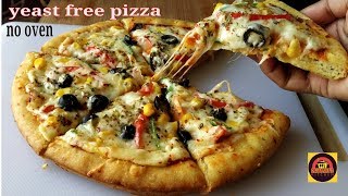 Yeast free Pizza Without Oven Lockdown | बिना यीस्ट, बिना ओवन पिज़्ज़ा बनाने की बिलकुल आसान विधि |