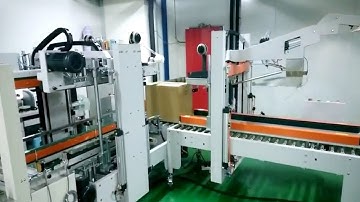 Cartons flap folding H type sealer with band strapping machine fully automatic end packaging line