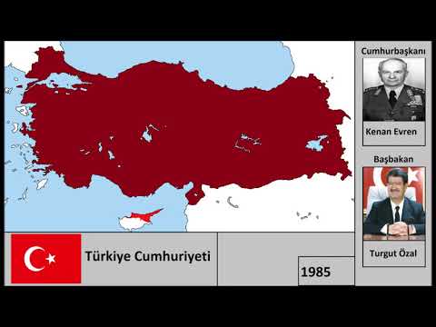 Türkiye Cumhuriyeti kuruluştan günümüze (1923-2018) (Harita) Her yıl