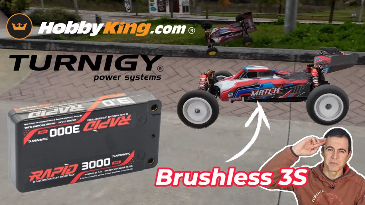 Wltoys 104001 conversión brushless 😱 con batería de HobbyKing Turnigy Rapid Red ( Roar approved )😍