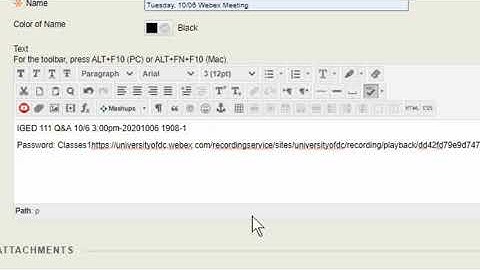 Adding Webex Links to Blackboard