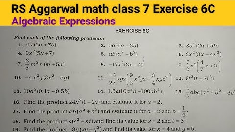 RS Aggarwal math class 7 Exercise 6C ।। Class 7 Exercise 6C RS Aggarwal math solution । Algebra