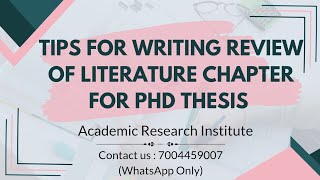 How to Write a PhD Thesis Review of Literature Chapter in Standard Scientific Format