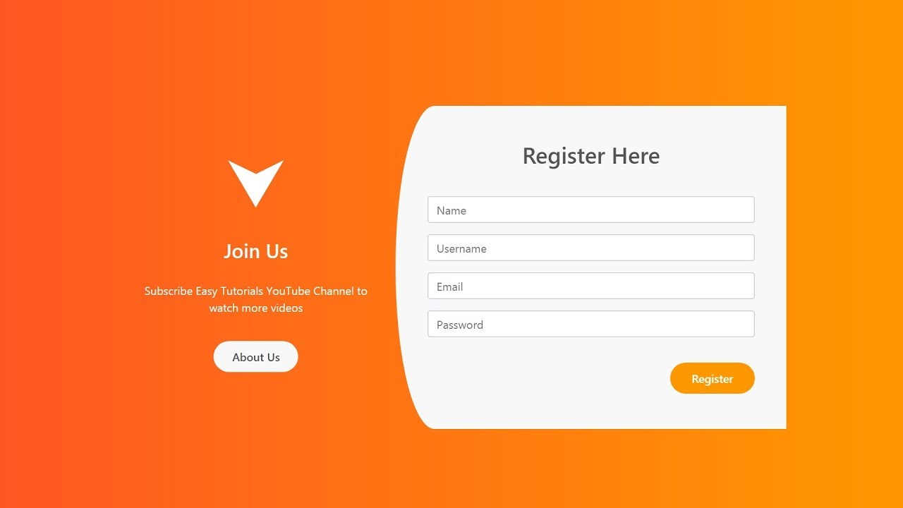 How To Make Registration Page Using Html And Css Login Registration