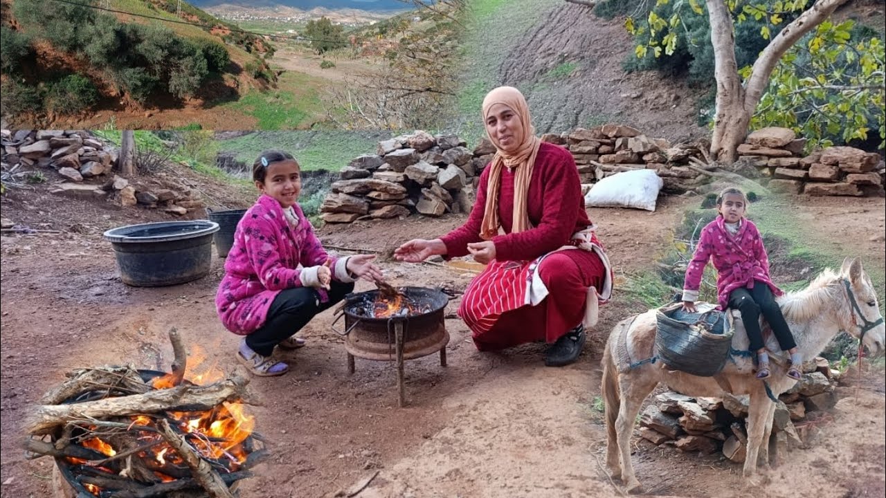 من قلب البادية المغربية نعيش اجواء شتوية البرد القارس في الصباح الباكر 🔥