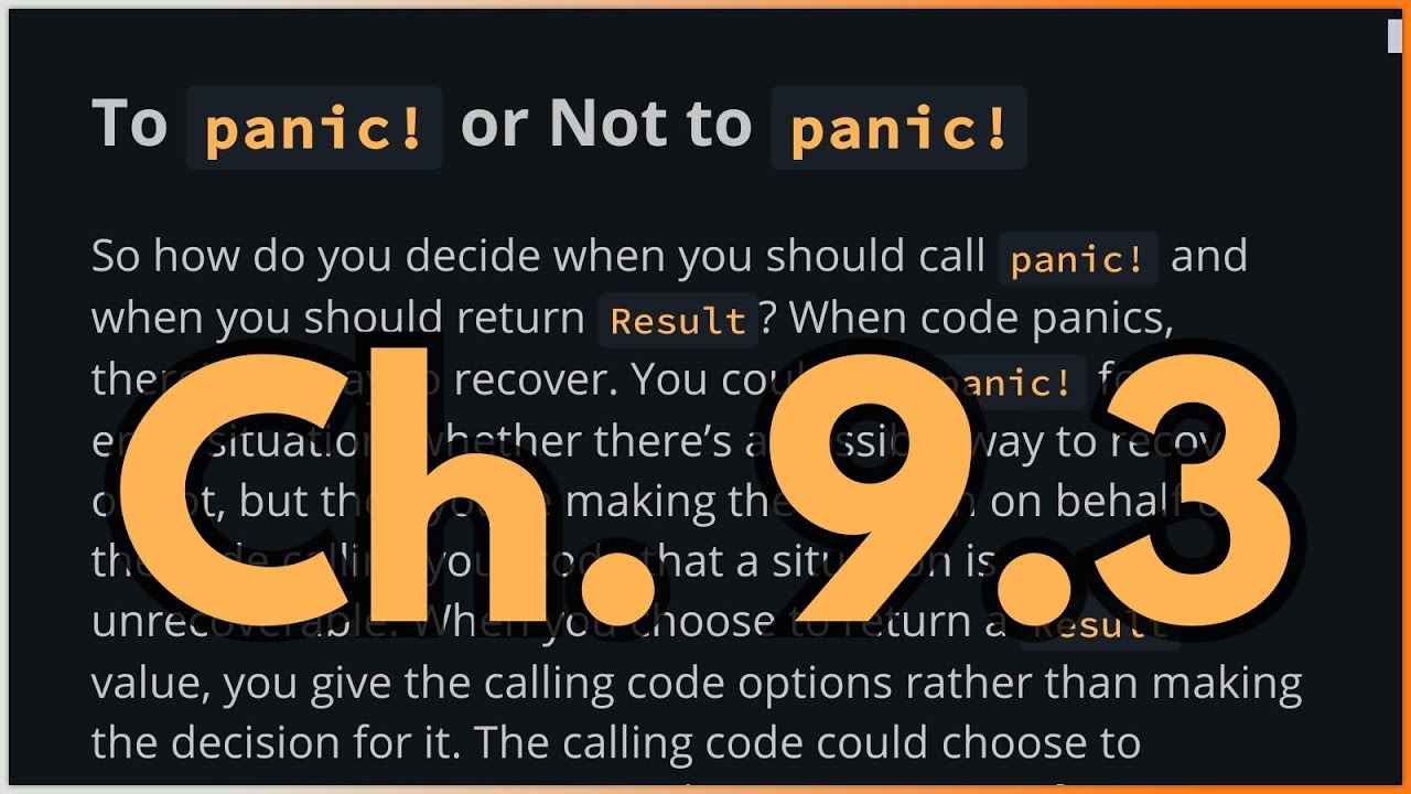 Rust Lang Book Ch 09 — 03: To panic! or Not to panic! - YouTube
