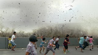 In China now Typhoon Saola with powerful wind hit Hong Kong and Guangdong