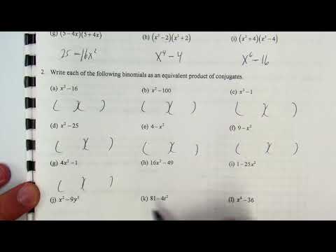 Algebra 056 Factoring Conjugates