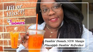 Trying Dunkin Donuts NEW Mango Pineapple Refresher! SUMMER DRINKS ☀️| SIPPING WITH JACK