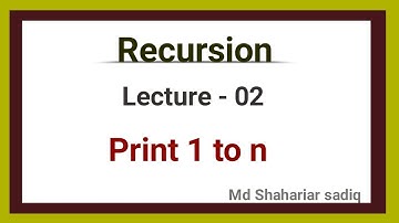 Print 1 to N  Using Recursion | Recursion Series | Algorithm Series |