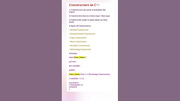 Constructors in c++ with definition, types and syntax #constructores #cpp #coding