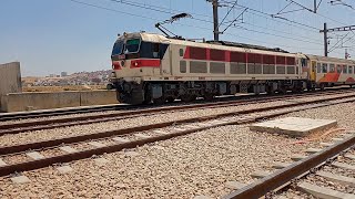 ONCF E-1257 HITACHI train Kenitra entre à Tanger ville. 5 août 2022