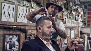 💈 ASMR BARBER - SICILIAN Slicked BACK Haircut & Beard 🇮🇹