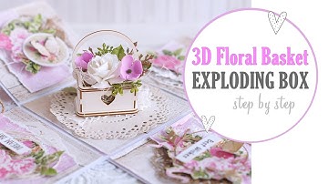 How to Decorate Exploding Box with 3D Floral Basket step by step