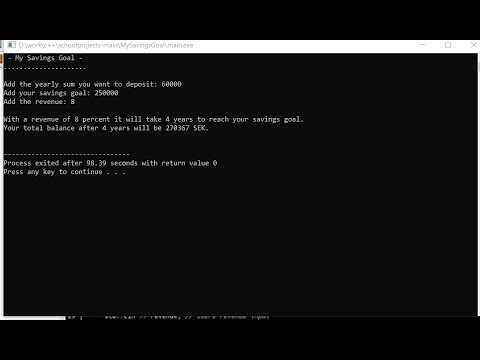 My Savings Goal In C++ With Source Code | Source Code & Projects