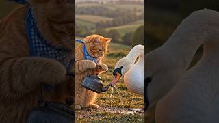 Billi aur battakh ki Jodi Kya acchi hai🐹🐹#ai #cat #duck