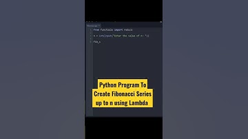 Python Program To Create Fibonacci Series up to n Using Lambda #shorts #python #programming #coding