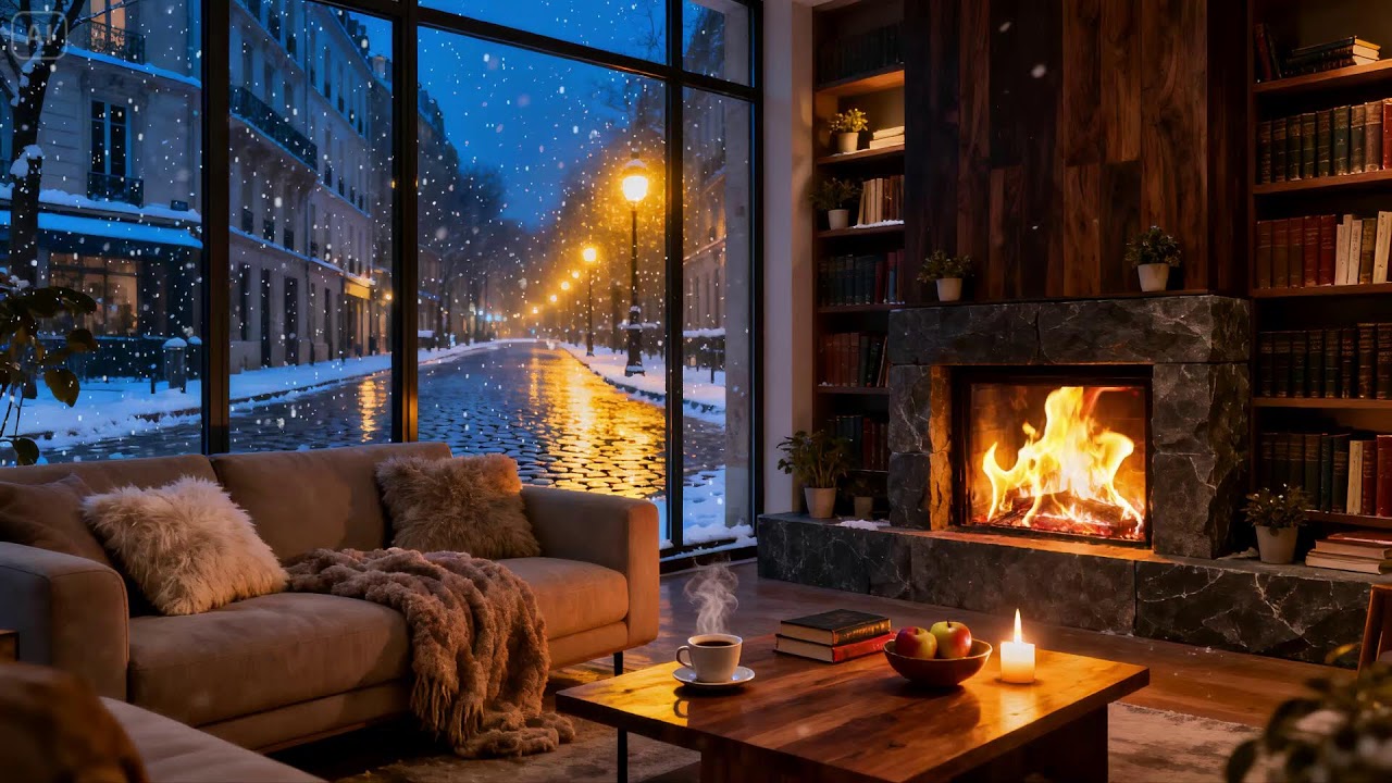 Focus & Study Music 🎧 - Winter Fireplace 🔥 Ambience for Maximum Productivity