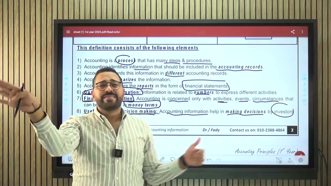 Principles of accounting   chapter 1 part 2   with Dr Fady