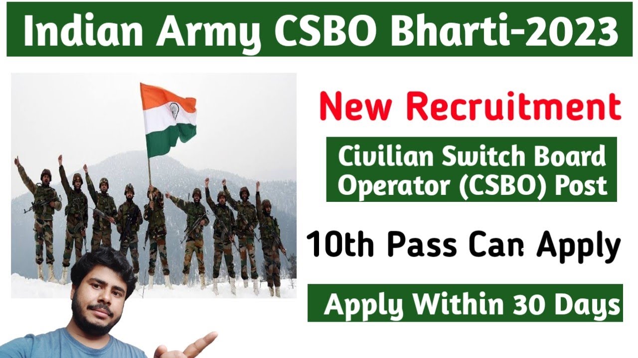 Indian Army CSBO Vacancy 2023||10th Pass Vacancy 2023||Jobless Family||