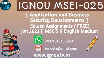 IGNOU MSEI-025 Solved Assignment Jan 2022 [FREE] || IGNOU MSCIS || MSEI-025 || IGNOU TV || IGNOU ||