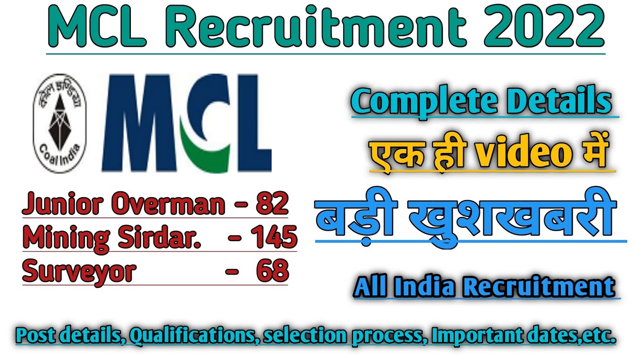 MCL Vacancy 2022 Mahanadi Coalfields Limited Recruitment MCL mcl-vacancy-2022-mahanadi-coalfields-limited-recruitment-mcl