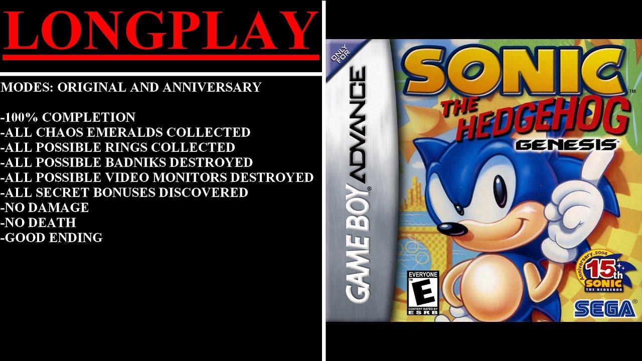 Sonic the Hedgehog Genesis Version Nintendo Game Boy Advance 