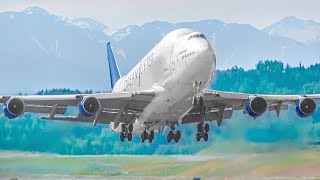 30 BOEING 747 TAKEOFFS and LANDINGS at ANCHORAGE Airport Alaska [ANC/PANC]
